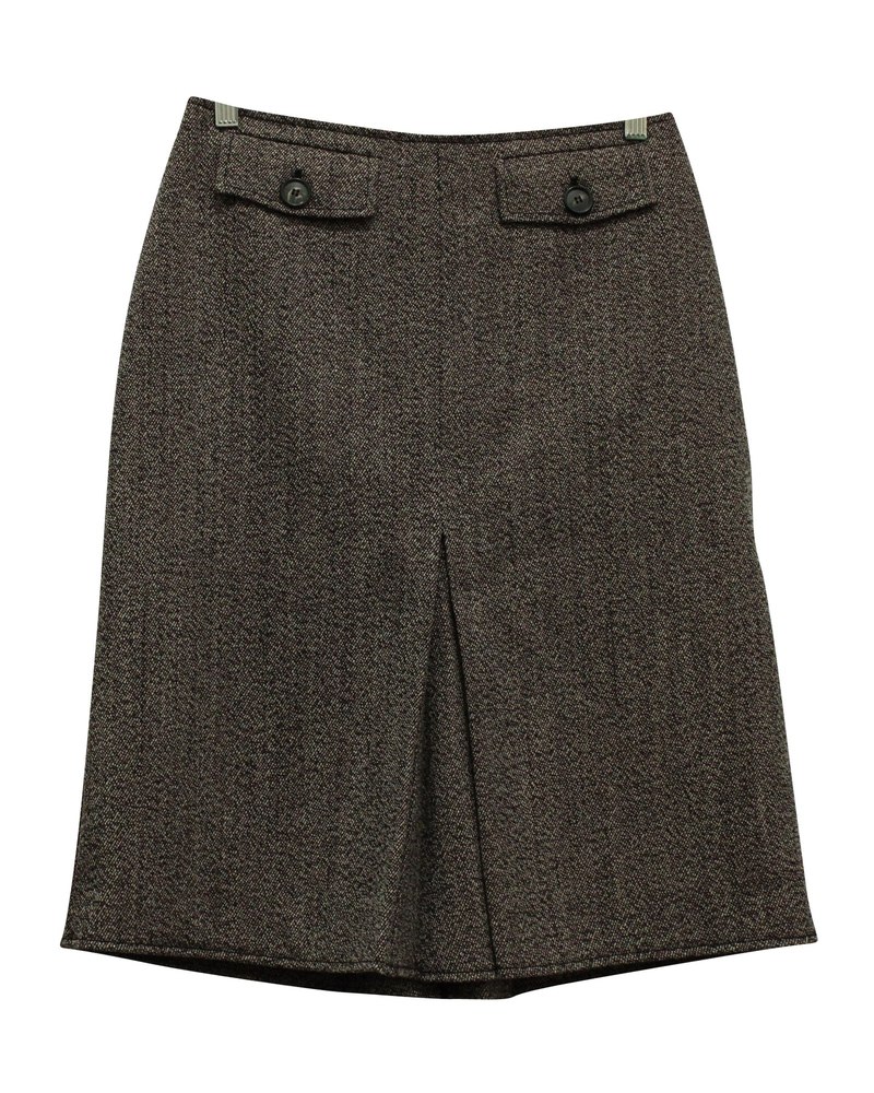 Victoria Beckham A-Line Skirt with Pockets in Brown Wool 7833166250044