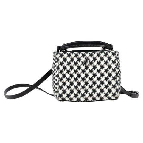 Jimmy Choo Varenne Houndstooth-Print Mini Top-Handle Bag in Multicolor Wool and Leather 7833166839868