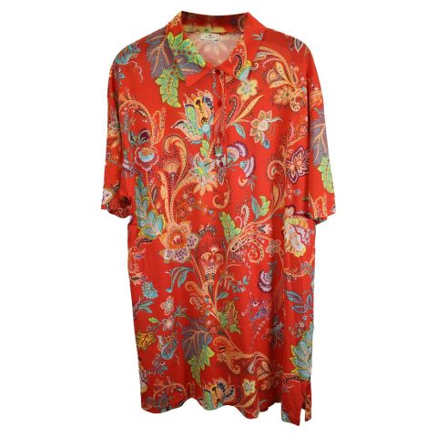 Etro Floral-Print Shirt Dress in Orange Cotton 7833167298620
