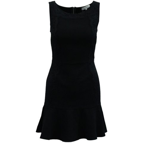 Sandro Paris Sleeveless Black Lace Detail Dress in Black Polyester 7833167593532