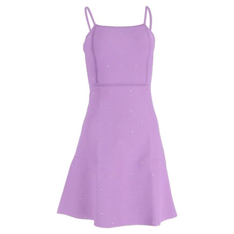 Sandro Paris Mini Elize Crystal-Embellished Knitted Dress in Purple Viscose 7833169199164
