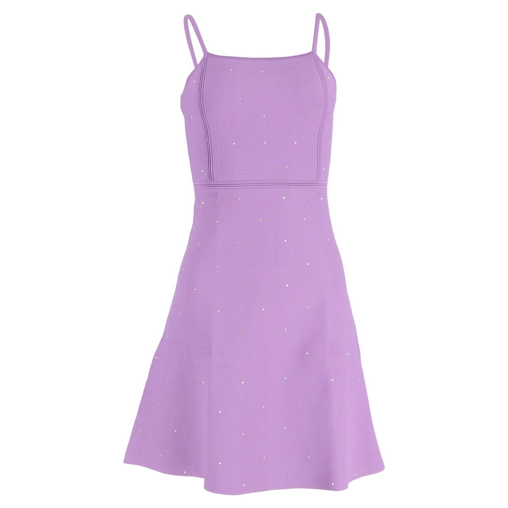 Sandro Paris Mini Elize Crystal-Embellished Knitted Dress in Purple Viscose 7833169199164