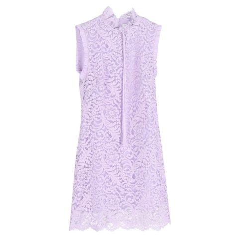 Sandro Paris Mini Golda Ribbon Detail Lace Dress in Purple Cotton 7833169592380