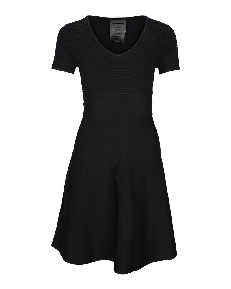Alexander Wang A-Line V-Neck Dress in Black Rayon 7833170346044