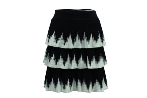 Maje Julia Tiered Skirt in Black and White Polyester Viscose 7833171198012