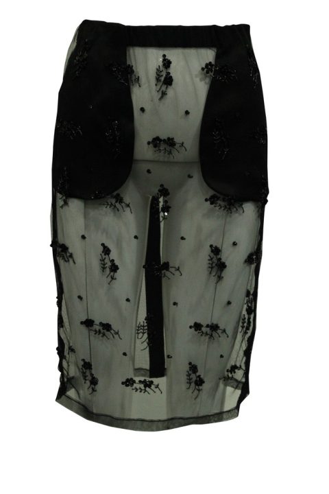 N.21 Embroidered Mesh Skirt in Black Polyester 7833171001404