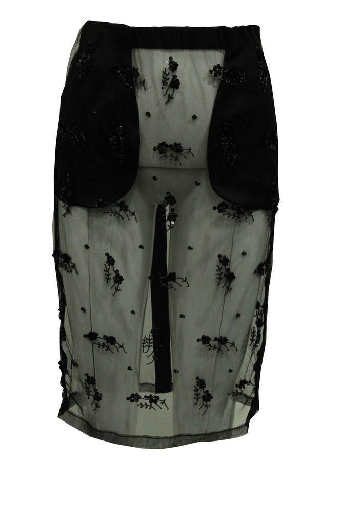 N.21 Embroidered Mesh Skirt in Black Polyester 7833171001404
