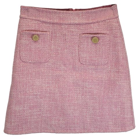 Sandro Paris Mini Gaella A-Line Skirt in Pink Tweed 7833171394620