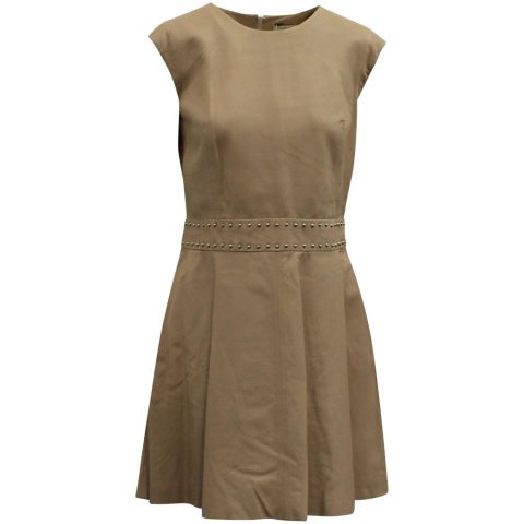 Yves Solomon Fit and Flare Dress in Pink Leather 7833172017212