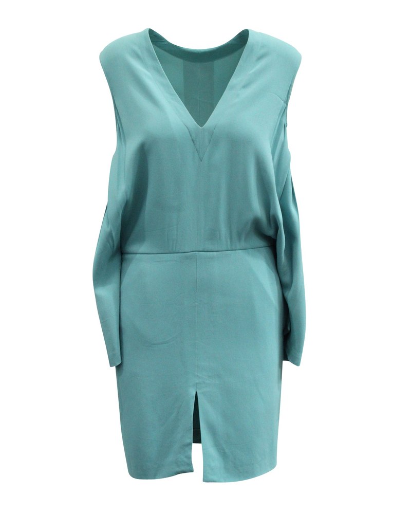 Stella McCartney Open Back Midi Dress with Slit in Blue Rayon 7833172181052