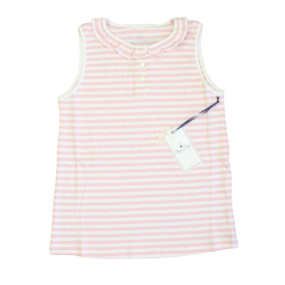Classic Prep Girls Lilly’s Pink | Bright White Polo Shirt Size: 6-14 Years 7805824303164