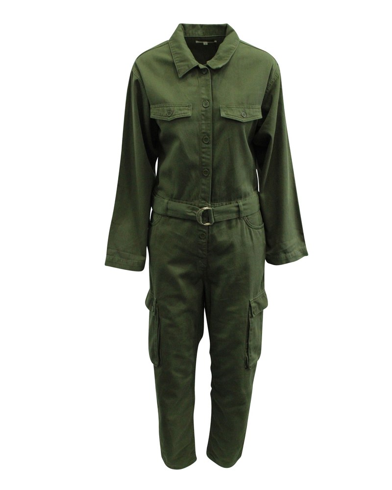 Maje Twill Jumpsuit in Green Cotton 7833176309820