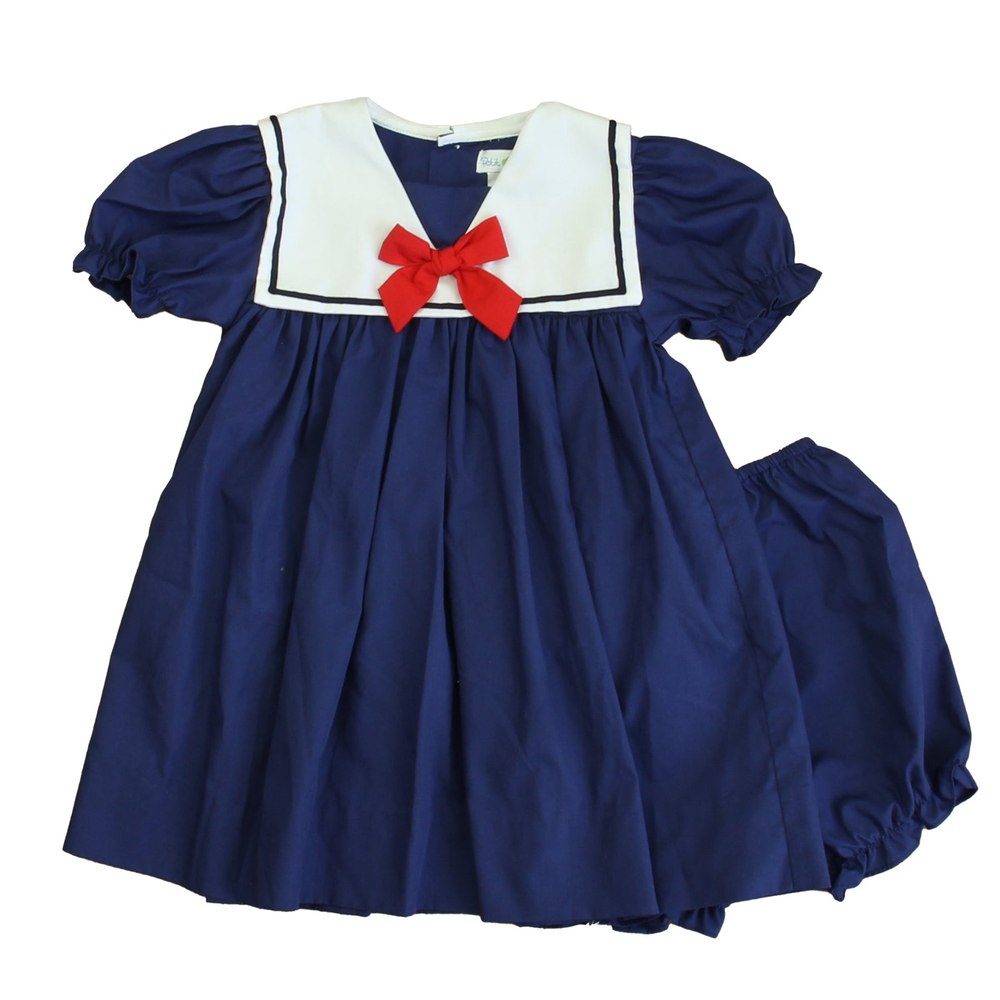 Petit Pomme Girls Navy | White | Red Dress 7805824663612