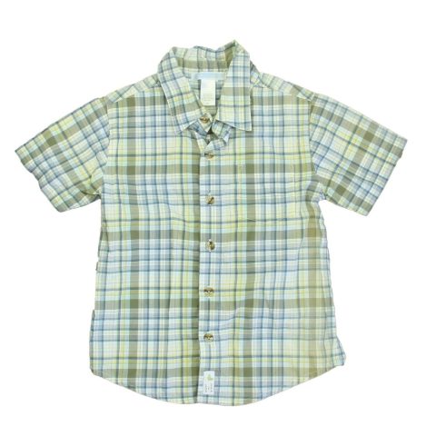 Janie and Jack Boys Green | White | Blue Plaid Button Down Short Sleeve 7805824925756