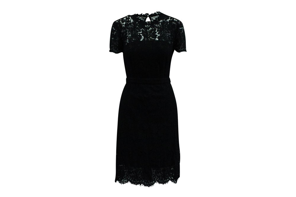 Diane Von Furstenberg Lace Short Dress in Black Cotton 7833173196860