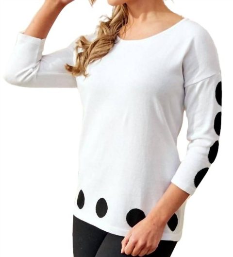 Abstract Scoop Neck Top In White