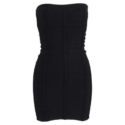 Herve Leger Strapless Mini Dress in Black Rayon 7833174868028