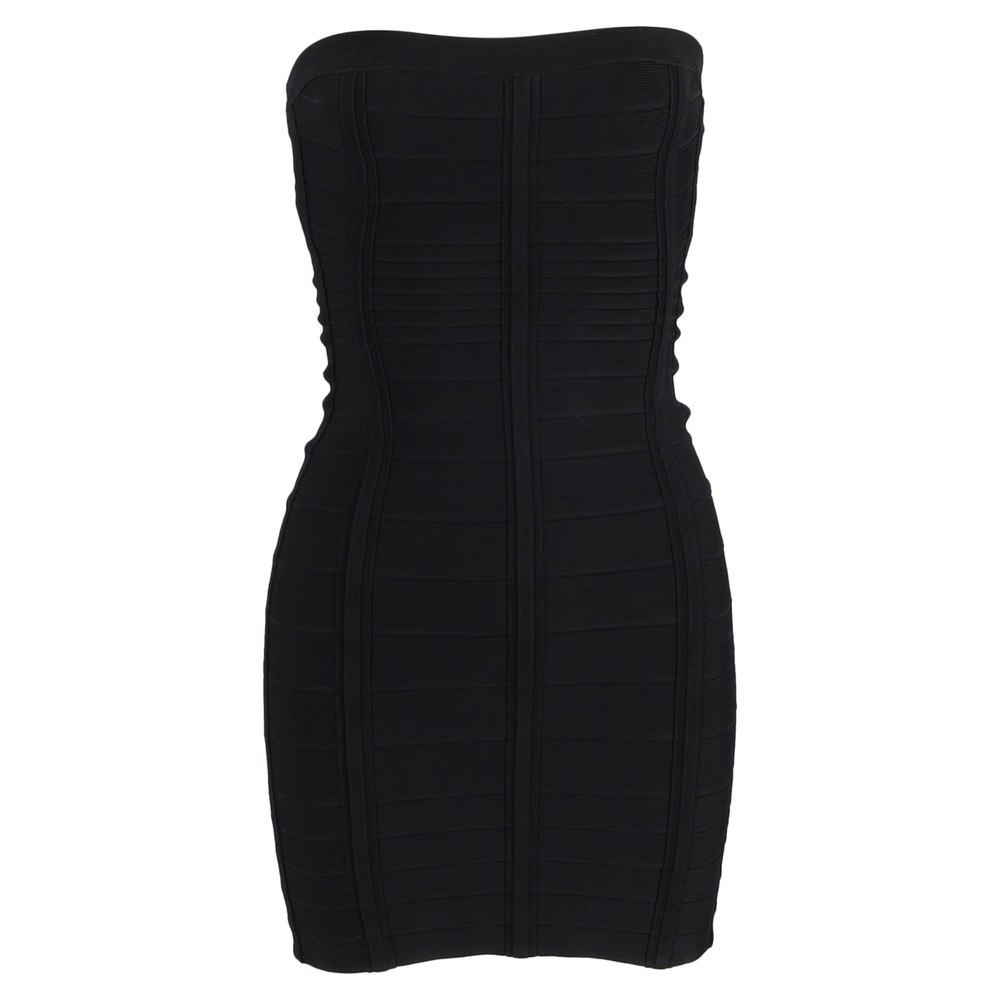 Herve Leger Strapless Mini Dress in Black Rayon 7833174868028