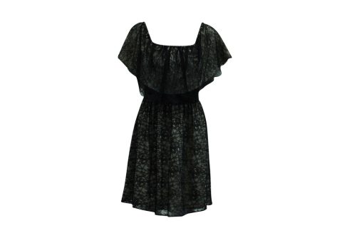 Alice + Olivia Lace Off Shoulder Short Dress in Black Nylon 7833175719996