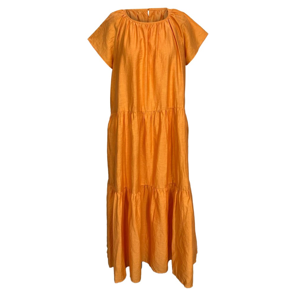 Weekend Max Mara Nembi Midi Tiered Dress in Orange Linen 7833176932412