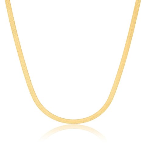 14k Yellow Gold Herringbone Chain Necklace