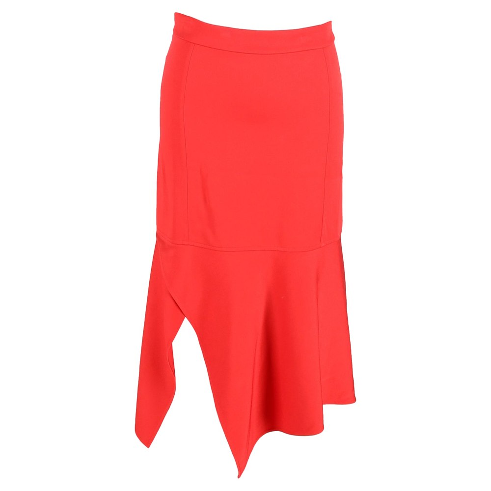 Victoria Beckham Asymmetrical Midi Skirt in Red Acetate 7833177587772