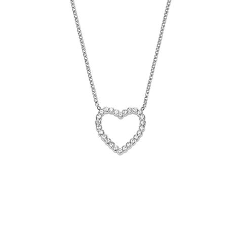Fossil Women’s Sadie Open Hearted Stainless Steel Chain Necklace
