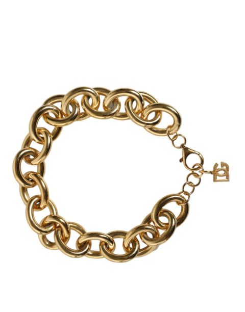 Dolce & Gabbana Tone Brass Maxi Chain Lobster Clasp Logo Women’s Bracelet (Pre-Owned) 7833181323324