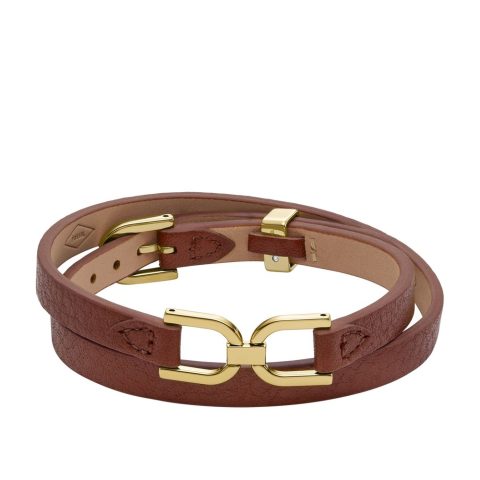 Fossil Women’s Heritage D-Link Red Mahogany Leather Bracelet