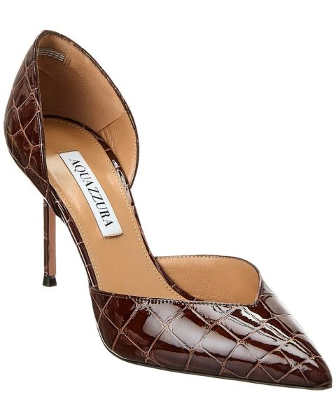 Aquazzura Uptown 85 Croc-Embossed Patent Pump 7704737546300