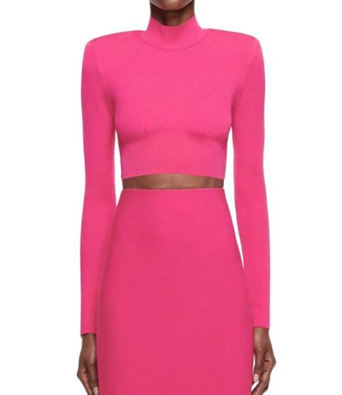 Cropped Knit Top In Pink 7704738201660