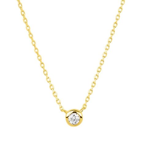 14k Yellow Gold 2.5mm Round Diamond Necklace
