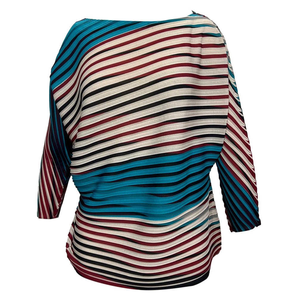 Issey Miyake Striped Top in Multicolor Polyester 7833183944764