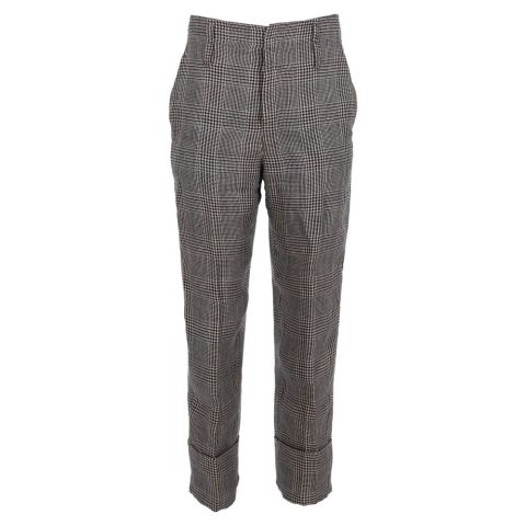 Brunello Cucinelli Houndstooth Pants in Multicolor Linen 7833184763964
