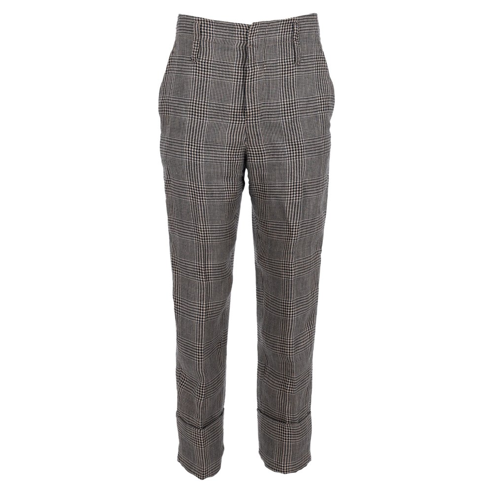 Brunello Cucinelli Houndstooth Pants in Multicolor Linen 7833184763964