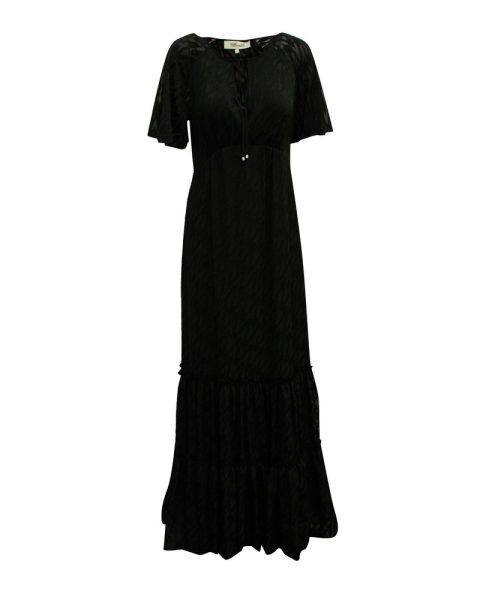Diane Von Furstenberg Semi Sheer Dress with Tiger Design in Black Viscose 7833185222716