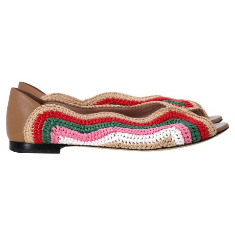 Fendi Chameleon Waves Flats in Multicolor Raffia 7833185583164
