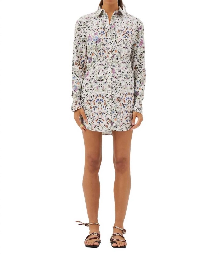 Valongo Rubi Shirt Dress In White Floral 7704743477308