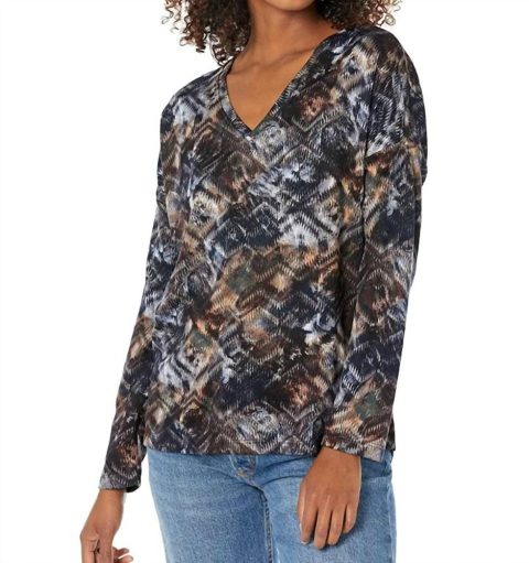 Blurred Lines Knit Top In Black Multi