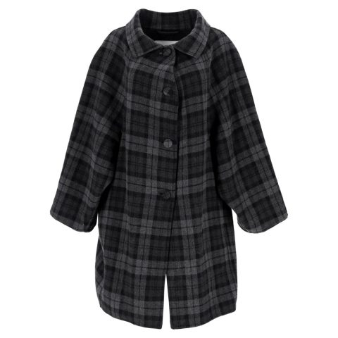 Balenciaga Checked Flannel Coat In Gray Wool 7833186762812