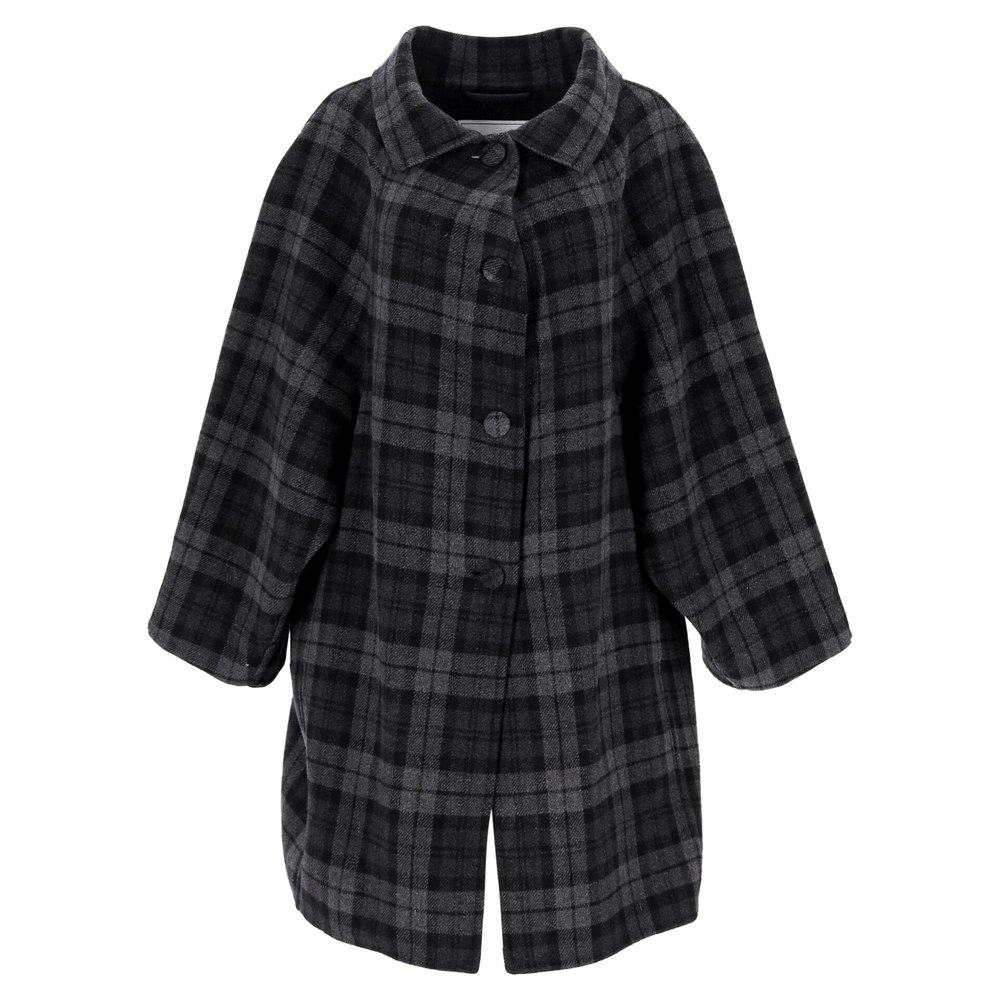 Balenciaga Checked Flannel Coat In Gray Wool 7833186762812