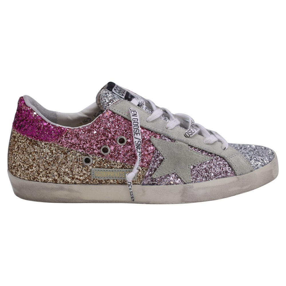 Golden Goose Super-Star with Glitters Low-Top Sneakers in Multicolor Leather 7833187713084