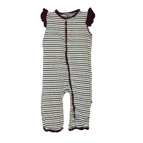 Kickee Pants Girls Burgundy Stripe Romper 7805829742652