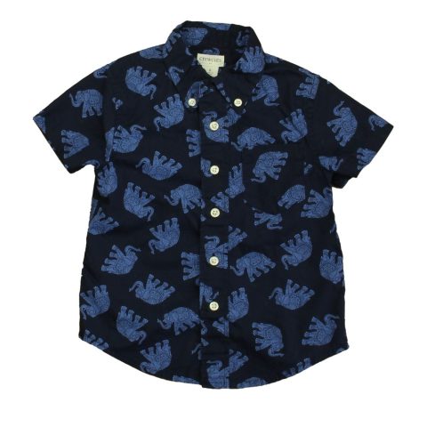 Crewcuts Boys Navy Elephants Button Down Short Sleeve 7805829939260