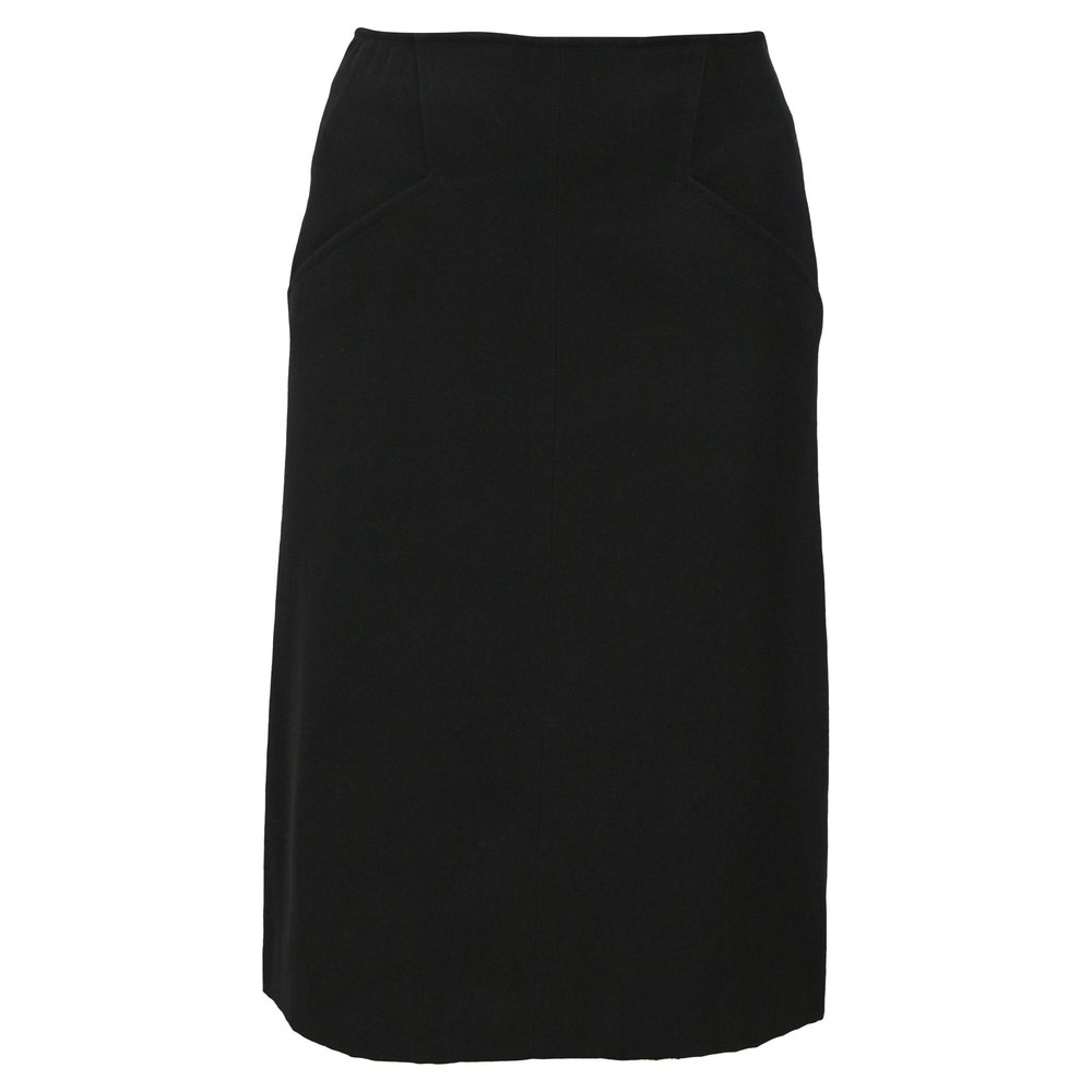 Alaïa Midi High-Waisted Back Lace Tie Detail Skirt in Black Cotton Wool 7833188532284