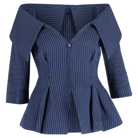 Fendi Off-The-Shoulder Jacket in Blue Cotton 7833189351484
