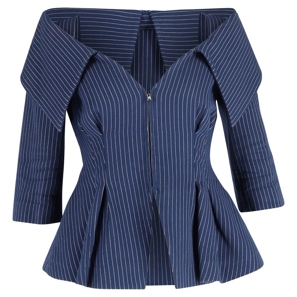 Fendi Off-The-Shoulder Jacket in Blue Cotton 7833189351484