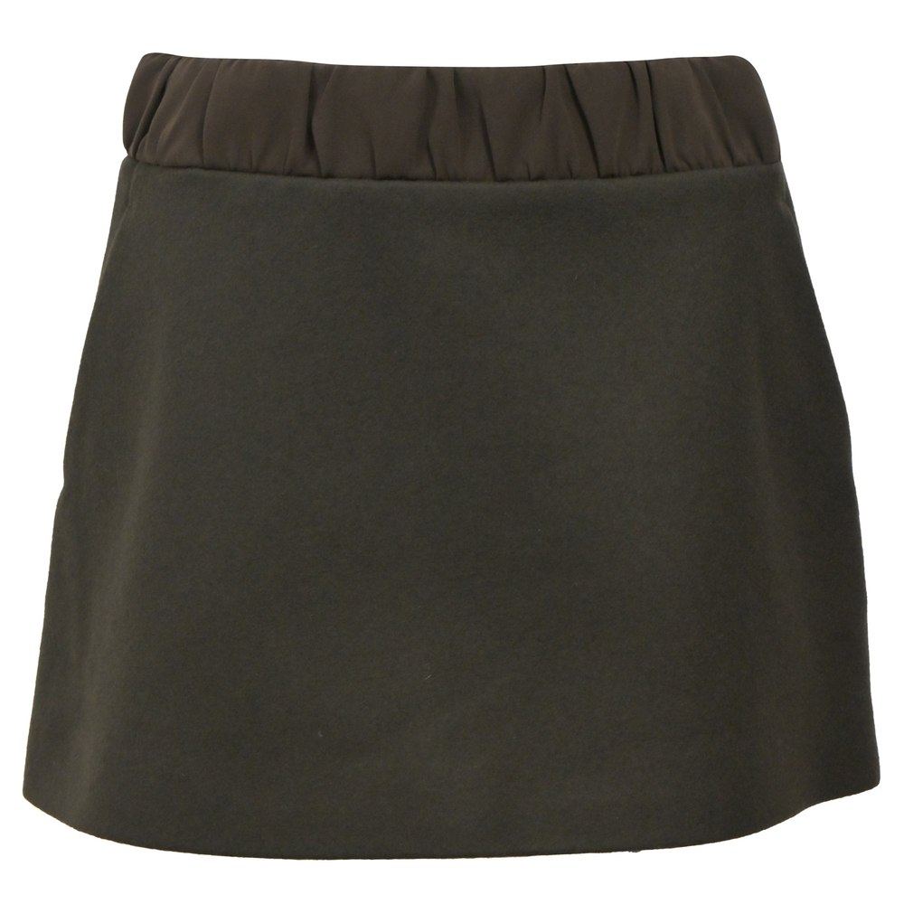 Neil Barrett Mini Gartered Waist A-line Skirt in Olive Wool 7833191448636