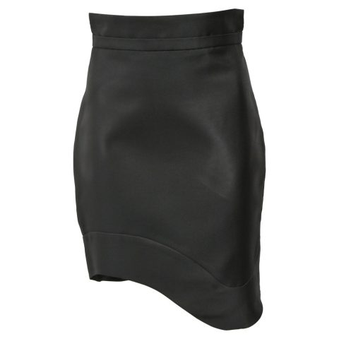 Antonio Berardi Mini High-Waisted Waved Hem Skirt in Black Polyester 7833191809084