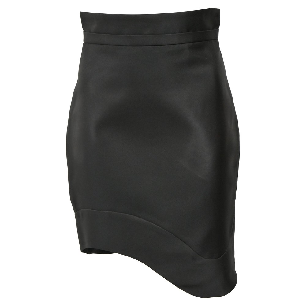 Antonio Berardi Mini High-Waisted Waved Hem Skirt in Black Polyester 7833191809084
